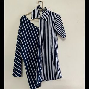 cut out colour block collar top